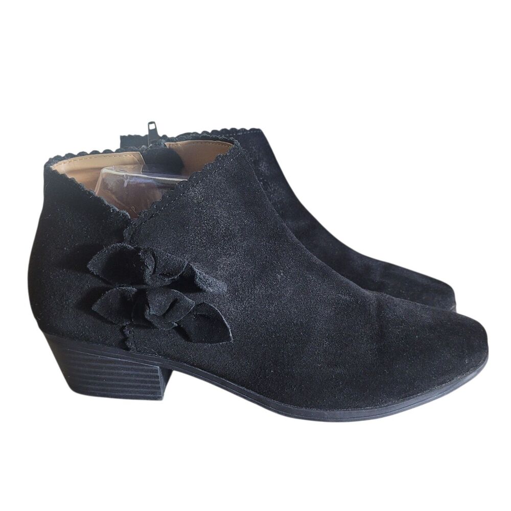 Jack Rogers Kali Suede Ankle Booties Boots Women's Size 9 Black Casual Boho‎